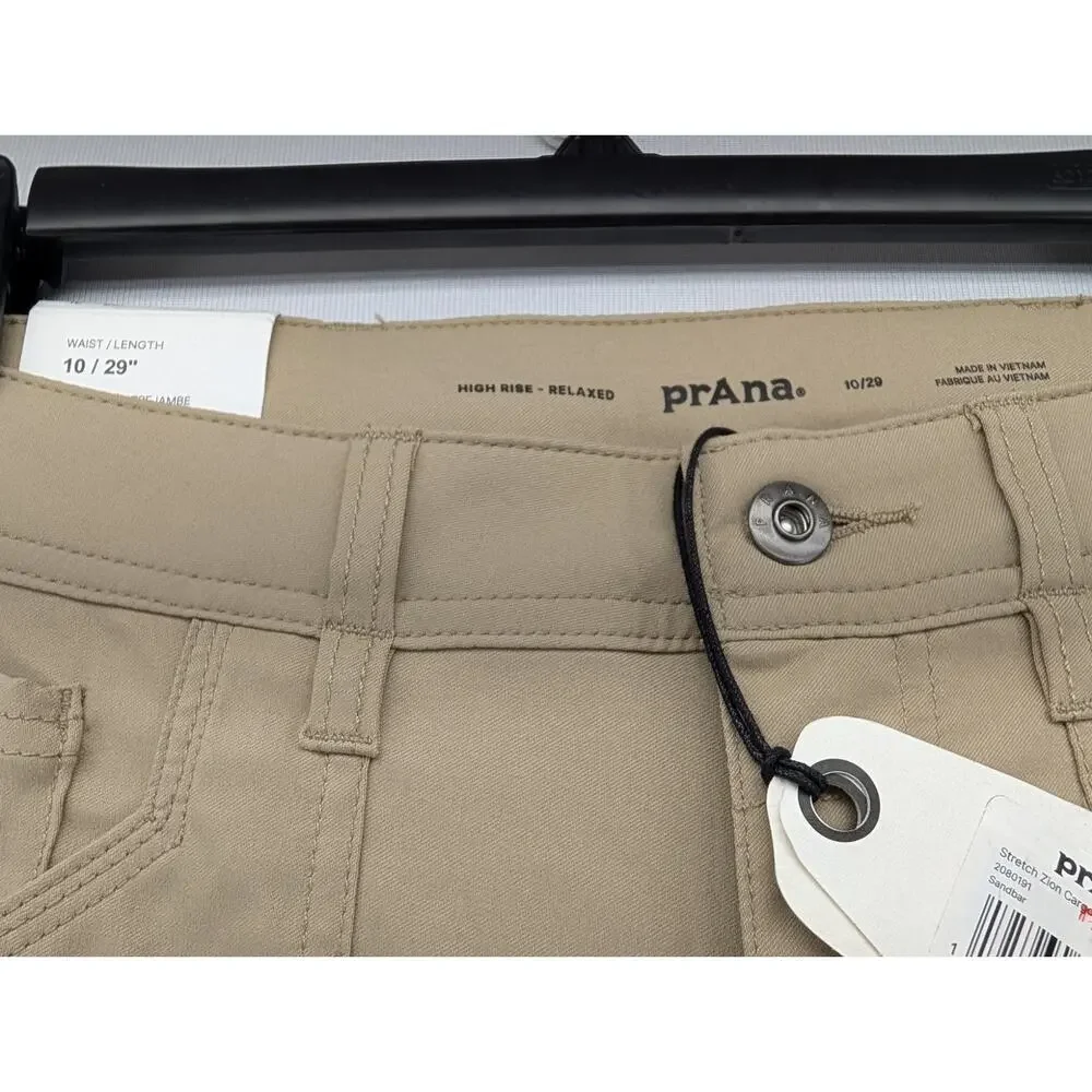 NWT prAna Women's Stretch Zion Cargo Pant in Sandbar size 10 x 29